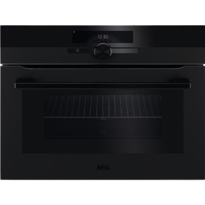 Forno da Incasso Multifunzione Elettrico Compatto Combinato Microonde 60 cm Altezza 45 cm CombiQuick con connettività integrata Estetica Matt Black AEG KMK968000T