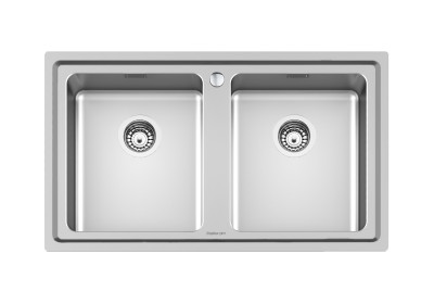 Lavello 2 Vasche 860 x 500 mm Acciaio Inox Finitura Spazzolato Serie Evo Foster 3274 050 - 3274050