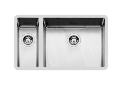 Lavello 2 Vasche Sottotop 760 x 450 mm Vasca Grande a Destra Acciaio Inox Finitura Spazzolato Serie KE - R15 Foster 2204 851 - 2204851