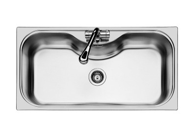 Lavello 1 Vasca 970 x 500 mm Acciaio Inox Finitura Spazzolato Monovasca Uragano Foster 1555 600 - 1555600