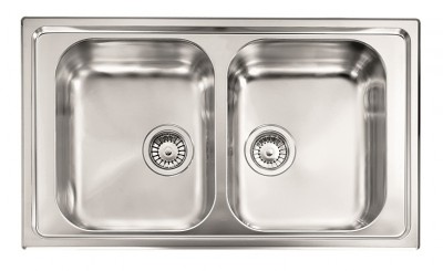 Lavello da Incasso 2 Vasche 86 x 50 cm Sopratop Acciaio Inox satinato CM LEVANTE 015724.X1.01.2018