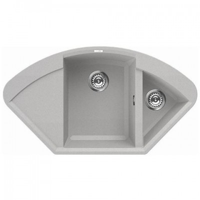 Lavello da Incasso 2 Vasche + Gocciolatoio Easy Corner 105.7x57.5 Aluminium 79 Elleci LMYCOR79