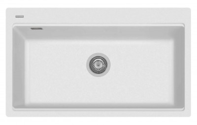 Plados LX8610-98 Lavello Monovasca Plados 86 x 51 cm Sopratop con Fascia Miscelatore Finitura 98 MICROULTRAGRANIT BIANCO Serie Lux 8610 