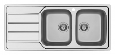 Lavello incasso 2 Vasche con gocciolatoio a sinistra Sopratop 116 x 50 cm Acciaio Inox MASTER D200 SCHOCK MASTD200DX