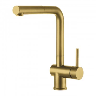 Plados NEMO-OR Miscelatore cucina monocomando con canna a L e doccetta estraibile modello Nemo finitura PVD Oro GOLD 