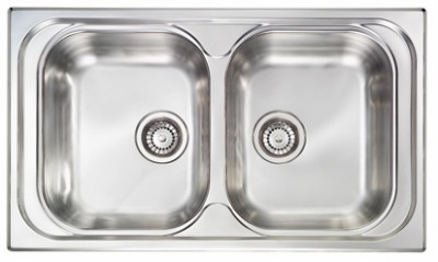 Lavello da Incasso 2 Vasche 86 x 50 cm Sopratop Acciaio Inox satinato CM PIZZICA 011344.X1.01.2016 - 011344 XCSSX