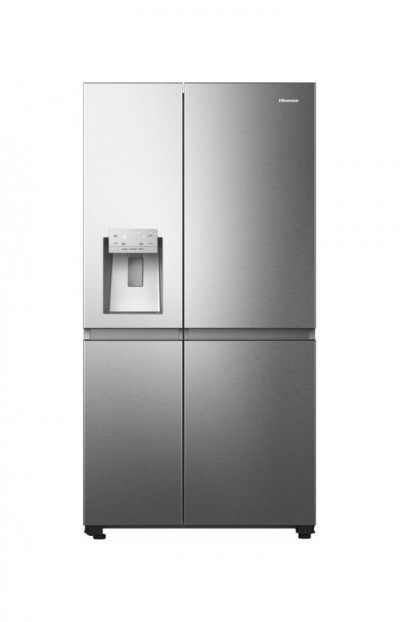 Frigorifero Side by Side Classe E dispenser acqua e ghiaccio con serbatoio interno Inox Hisense RS818N4TIE