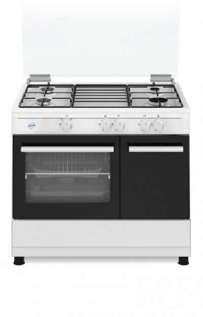 Cucina Libera installazione 90 x 60 cm con Coperchio Forno a Gas 4 Fuochi Gas Griglie Smaltate colore Bianco Ducati SD490GWE