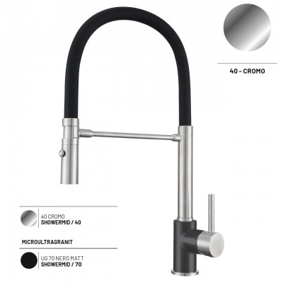 Plados SHOWERMID-40 Miscelatore cucina monocomando con doccetta sganciabile a doppio getto e attacco doccia automatico Cromato Showerrmid finitura 40 CROMO 