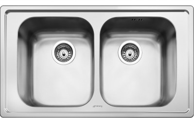 Lavello da incasso 2 Vasche 86 x 50 cm in acciaio Inox SMEG SP862