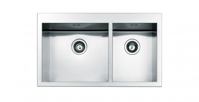 Lavello da Incasso 2 Vasche con vasca grande a Sinistra  86 x 51 cm Acciaio Inox Serie Amalthea Apell SQ4530ISC