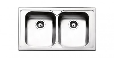 Lavello da Incasso 2 Vasche 86 x 50 cm Acciaio Inox Serie Venezia Apell VE862IBC