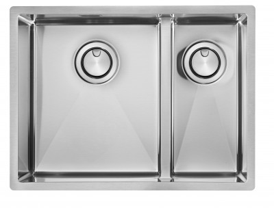 Lavello da Incasso 2 Vasche 585 x 440 mm Filotop - Slim - Sottotop Vasca Grande a Sinistra Acciaio Inox Satinato ZEFFIRO CM 012081.S0.01.2022