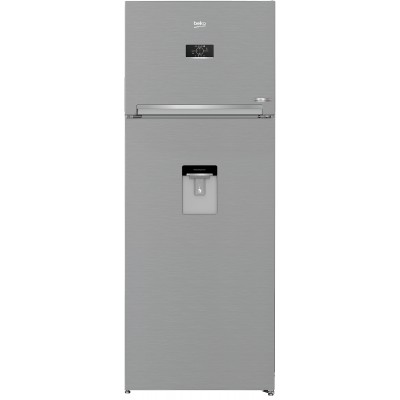 Frigorifero Libera Installazione Doppia Porta Total No Frost Classe E Altezza 185 cm Larghezza 70 cm Dispenser Acqua Metal Look Beko RDNE455E40DXBN