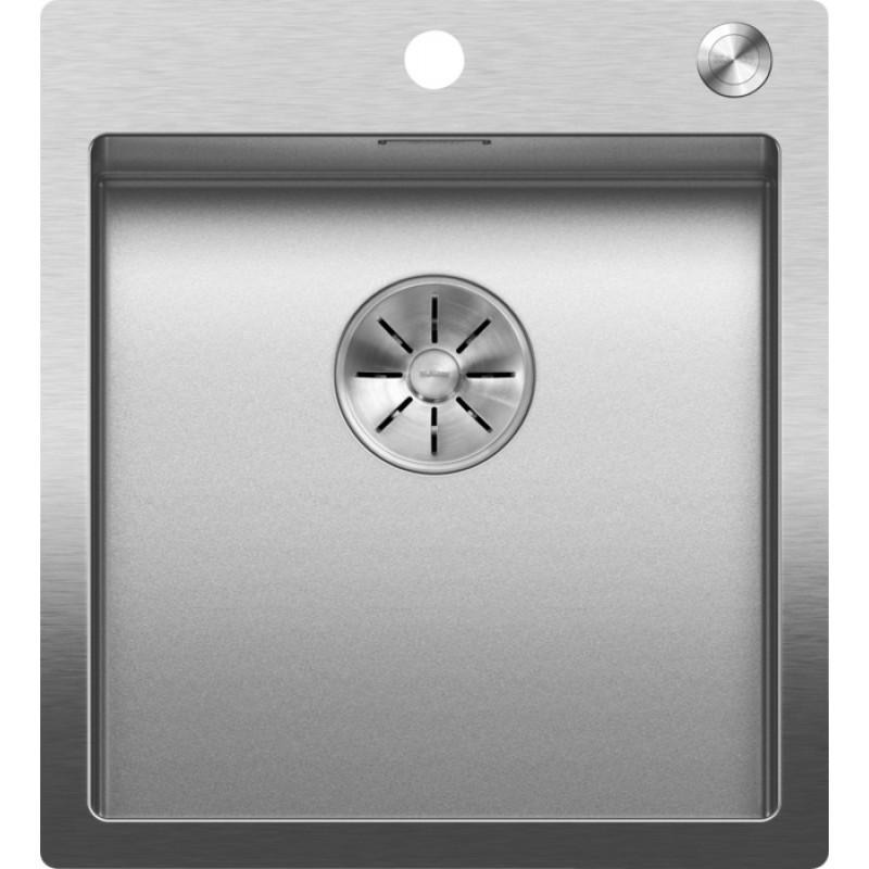 Lavello Monovasca Filotop - Sopratop 46 x 51 cm Acciaio inox Durinox Vasca  40 x 40 cm Raggio esterno 10 mm con Fascia Miscelatore Scarico InFino con  comando PushControl CLARON 400-IF/A Durinox BLANCO 1523392 - 523392